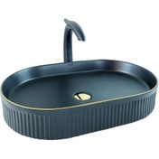 Resim Pure Mat Sıyah Gold Çanak Lavabo Bg-308 