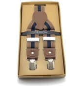 Resim Pierroni Kahve Lacivert Çizgili Pantolon Askısı 