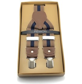 Resim Pierroni Kahve Lacivert Çizgili Pantolon Askısı 