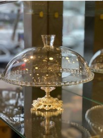 Resim Paşabahçe Cam Kapaklı Gold Ayaklı Pasta - Kek Stantı Fanus Gold 