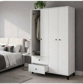 Resim Mira 4 Kapaklı 2 Çekmeceli Gardırop Elbise Dolabı - Beyaz Beyaz 