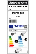 Resim BRD Bridgestone 195/65r15 91h T001 C-b-68 Yaz Oto Lastiği (ÜRETİM YILI: 2024) 