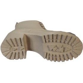 Resim Yazkış Kadın Siyah Ten 7cm Kalın Platform Topuk Bağcıklı Fermuarlı 13cm Bilek Boyu Topuklu Bot 001 