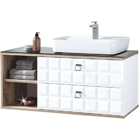 Resim Turkuaz Duru Lavabo 50X40 Cm. Denko Oscar Banyo Alt Dolabı 