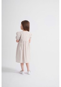 Resim Oliventhekid Kolları Ve Beli Lastikli Kız Çocuk Elbise Ekru Ekru 