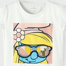 Resim Name İt Beyaz Kız Bebek Bisiklet Yaka Kısa Kollu Baskılı T-Shirt 13217769 