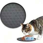 Resim Kaymaz Silikon Kedi Besleme Matı - Yavaş Beslenme İçin Su Geçirmez, Sıçrama Geçirmez Kase Placemat - Köpekler, Kediler, Tavşanlar ve Hamsterler İçin İdeal - Pati Baskıları ile Siyah, Evcil Besleme Aksesuarı|Patı Baskıları ile Tasarım|Su Geçirmez Malzeme 