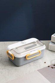 Resim Vagonlife Beslenme Kutusu Tek Katlı Paslanmaz Çelik - 900 ml 2 Bölmeli Yeni Nesil Sefer Tası (Gri) 