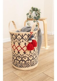 Resim Kilim Yuvarlak Sepet Kahverengi 