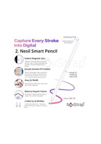 Resim Novstrap Apple Uyumlu iPad Pro 11 İnç 2/3/4 Nesil İle Dokunmatik Tablet Kalemi 2. Nesil Smart Pencil Stylus Manyetik Şarj Avuç İçi Reddi Beyaz 