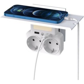 Resim Genel Markalar Xo Simple Is Beauty Wl09 Çoklu Duvar Prizi, 2 Ac + 2 Usb Çıkışlı, Telefon Tutuculu,Smart Gece Lambal 