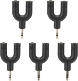 Resim Annadue 5 parçalı U tipi adaptör 3,5 mm, taşınabilir kulaklık mikrofon 1: 2 parçalık ses kablo dağıtıcı-döner konektör, telefon bilgisayar tablet MP3 için 