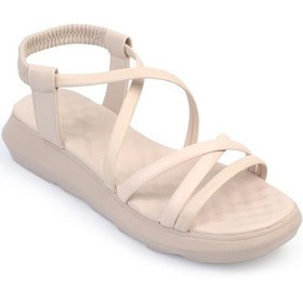 Resim Shoetek Dylla Kadın Sandalet Çapraz Bantlı Bej Deri Bej Cilt Bej 