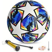 Resim Motion003 Mavi 5 Numara Su Gecirmez Yildiz Desenli Suni Deri Futbol Topu Resmi Mac Ve Antrenman Pompa Ve Igne Dahil Ic Dis Mekan Beyaz Yesil Mavi 