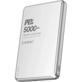 Resim Earldom PD53 5.000 mAh 15W Kablosuz + 20W Type-C PD Powerbank | MagSafe Uyumlu, Gümüş 