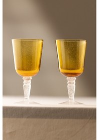 Resim Rakle Rita El Yapımı Kendinden Renkli 2'li Kadeh Seti Amber 330 Cc 