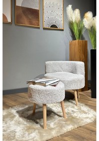 Resim Berlin Çay Seti Kül Gri Rengi Berjer Ve Puf Takımı Salon, Ofis, Balkon - 2'li Takım 