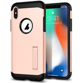 Resim Spigen İphone X İle Uyumlu Kılıf Slim Armor Blush Gold Pembe 