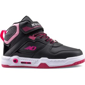 Resim Ndrops 021-24 Deri Cırt Bantlı Kız Çocuk Spor Bot Siyah Fuşya 
