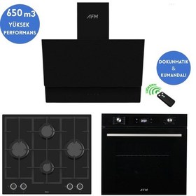 Resim Ferre Ve AFM Tech LN385 + FM7700 + FM3400 Velvo Turbolu Siyah Dijital Ankastre Set 