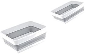 Resim 2'Li Magic Katlanır Badya Leğen Kova Akordiyon Katlanabilir Dikdörtgen 8L Ve 4L Beyazgri 