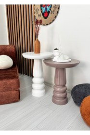 Resim AYLESA Doğal Ahşap 2’li Set Mantar Yan Sehpa Modern Renkli Fiskos Zigon Çiçeklik 