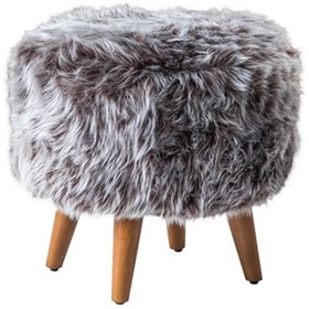 Resim Sanal Mobilya Beyaz Yuvarlak Peluş Gondol Puf 