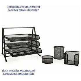 Resim Metal Evrak Rafı ve Kalemlik Seti 