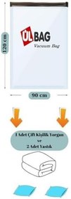 Resim (3 ADET) BÜYÜK BOY (90 cm x 120 cm) YORGAN,BATTANİYE BAZA ALTI İÇİN VAKUMLU POŞET - VAKUMLU HURÇ - VAKUMLU TORBA 