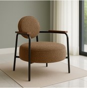 Resim Azra Mobilya Venüs Metal Ayaklı Modern Berjer Koltuk - Soft Kumaşlı, Renk Seçenekli, 60x60 cm - VİZON 