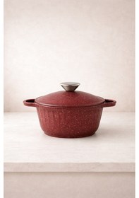 Resim Roma Serisi 5 Parça Mini Döküm Tencere Seti Bordo Alüminyum 