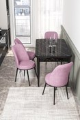 Resim Canisa Kor Serisi 70x114 Açılabilir Mutfak Masası Takımı Siyah Mermer Desen Masa 4 Pembe Sandalye 