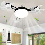 Resim LED Akıllı Tavan Vantilatörü Işığı - Uzaktan Kumandalı E27/E26 Soketli Vantilatör Işık, Ayarlanabilir Parlaklık ve 3 Hız Ayarı, Yatak Odası, Oturma Odası, Çalışma Odası, Mutfak ve Banyo için Uygun, Tüm Mevsimler İçin Uygundur (Siyah 3 Başlıklı Vantilatör Işık) 