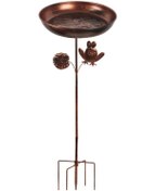 Resim Fochsia Retro Tarzı Metal Kuş Banyosu 13 İnç Kase 5 Dikenli Ayak Bahçe Avlu Dekor 