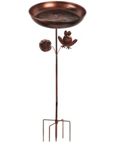 Resim Fochsia Retro Tarzı Metal Kuş Banyosu 13 İnç Kase 5 Dikenli Ayak Bahçe Avlu Dekor 