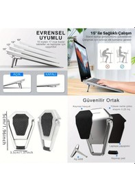 Resim Coofbe Yapışkanlı 2 Adet Metal Laptop Standı Notebook Yükseltici Stand Masaüstü Laptop Tutucu Stand 