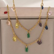 Resim Popüler Tercih 2 Parça Paslanmaz Çelik Kaplama Yaz Gecesi Gökkuşağı Tasarımlı Kolye ve Bileklik Seti - Tatlı Romantik Stil, Hafif Retro Basit Şık Erkekler, Kadınlar ve Kızlar için Çok Yönlü Hediyeli Günlük Sokak Festival Parti Takısı (2'li Set) 