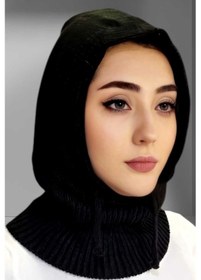 Resim Uniquetrenders Balaclava Fitilli Triko Tesettür Örgü Bere Başlık Siyah 