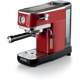 Resim Ariete Moderna Espresso Slim Kahve Makinesi Kırmızı 1381/13 - Metal Espresso Kahve Makinesi, Öğütülmüş Kahve ve ESE Pod Kahve ile Uyumlu, 1300 Watt, 1,1 Litre Su Tankı, Maxi Cappuccino Cihazı 