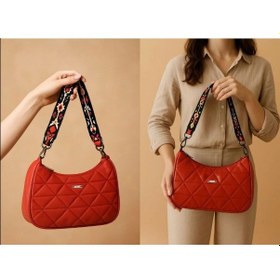 Resim Guard Leather Kapitone Kadın Omuz Çantası + Renkli Kartlık Kırmızı 