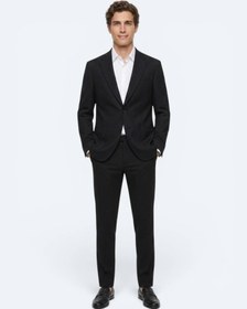 Resim Siyah Çizgili Modern Fit Pamuk Karışımlı Örme Takım Elbise - STD / STD 