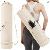 Resim Alien Outdoor Sports 30L Büyük Kapasiteli Taşınabilir Yoga Matı Saklama Çantası, Şişe Cebi ve Islak Bölme-Bej (Yurt Dışından) 