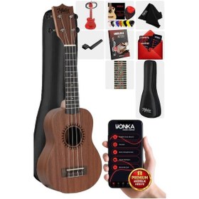Resim Midex Spa-251 Maun Ağacı Kaliteli Soprano Ukulele Seti Siyah 