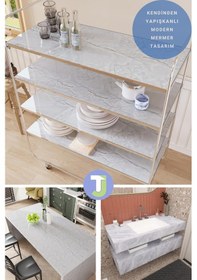 Resim Technojet Kendinden Yapışkanlı Mermer Desen Folyo Mutfak Banyo Tezgah Duvar Masa Kaplama 60cmx100cm 001 