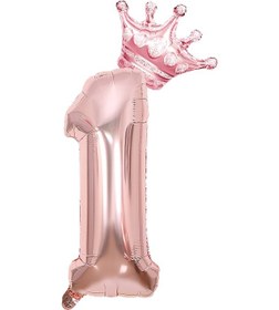 Resim 1 Rose Gold Rakam ve Kral Tacı Folyo Balon Doğum Günü Parti Kutlama Seti 