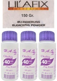 Resim H.A.S Oksidan 40 Volüm 60 Ml X 3 + Lilafix Toz Saç Açıcı Oryal 150 G (512350755) 