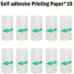 Resim 5/10 Rulo Mini Yazıcı Yapışkan Kağıt Kendinden Yapışkanlı Beyaz Termal Kağıt Etiket Sticker Kablosuz Notlar Fotoğraf Çıkartması 57mm 