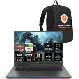 Resim Rog Strix G18 R9 8940HX 40GB 4TB SSD RTX5070/8GB 240Hz 18" WQXGA W11H Gaming Laptop G814PP 
