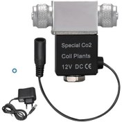Resim Co2 Regülatör Solenoid Valfi - Akvaryum İçin 12v Dc, M10 Bağlantılı Çift Başlıklı - Ab Fişi Gümüş 
