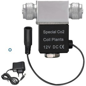 Resim Co2 Regülatör Solenoid Valfi - Akvaryum İçin 12v Dc, M10 Bağlantılı Çift Başlıklı - Ab Fişi Gümüş 